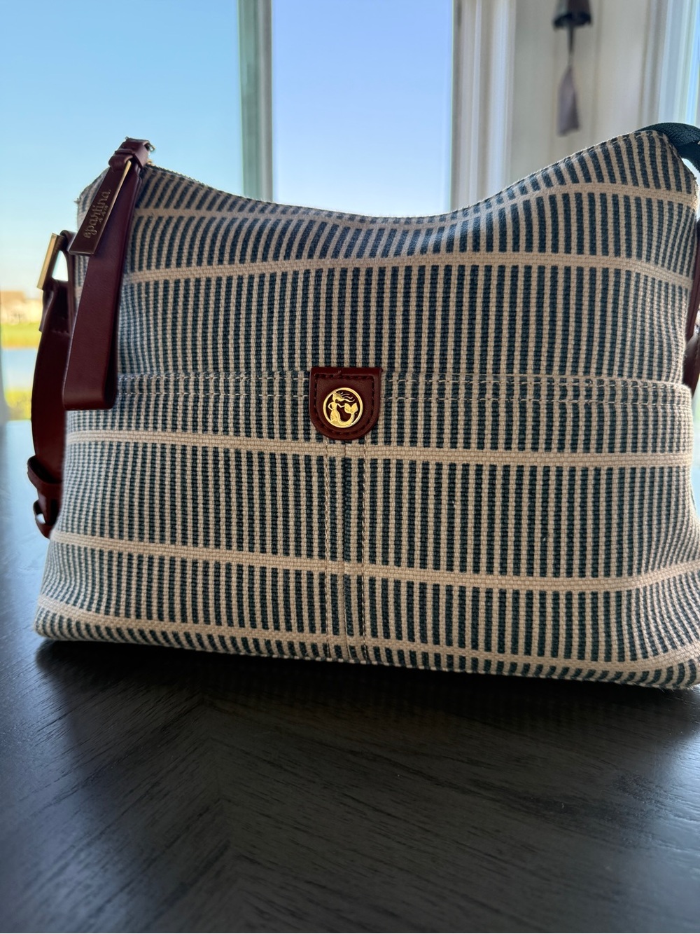 Spartina 449 Daufuskie Island Blue Cream Striped Linen Shoulder Bag